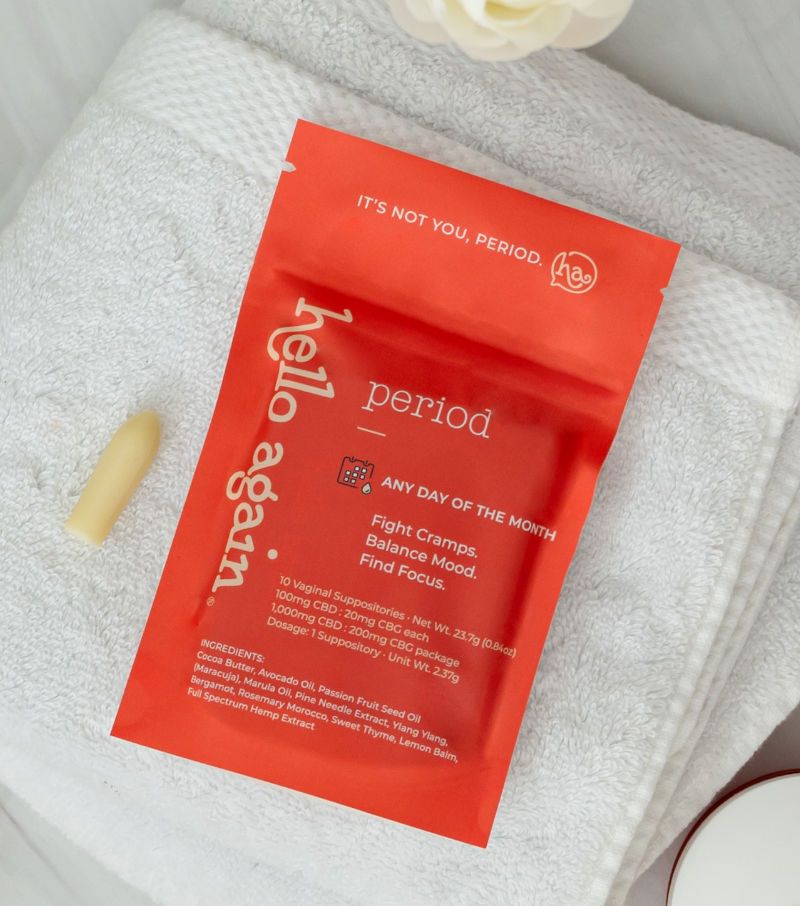 Hello Again Period Product Packaging