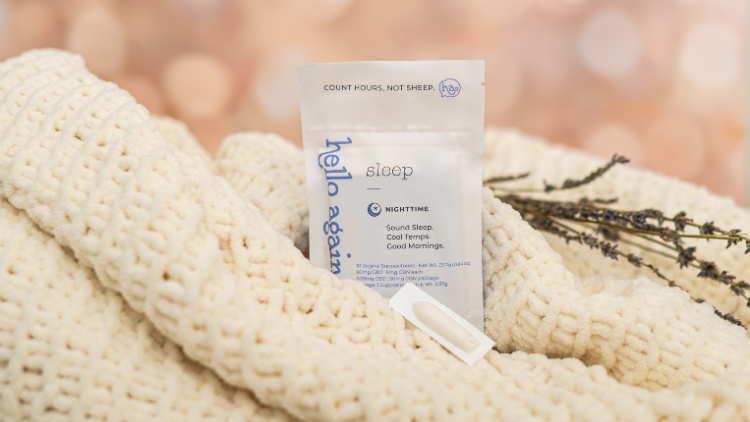 Hello Again Sleep Product on a blanket