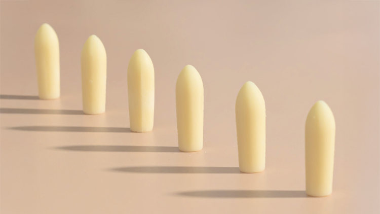 Six vaginal suppositories representing hormone-free HRT alternatives for women’s wellness.